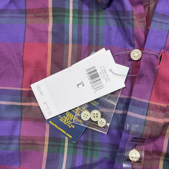 NWT Polo Ralph Lauren Plaid Classic Fit Twill Shirt Long Sleeve Men’s size Large - Picture 4 of 6